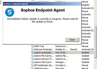 How long will it take to uninstall Sophos Endpoint Agent from my device Sophos will be uninstalled automatically from your device. . Sophos endpoint agent uninstallation failed update is currently in progress